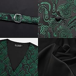 GUSLESON Mens Green Vest Tie and Bow Tie Set Formal
