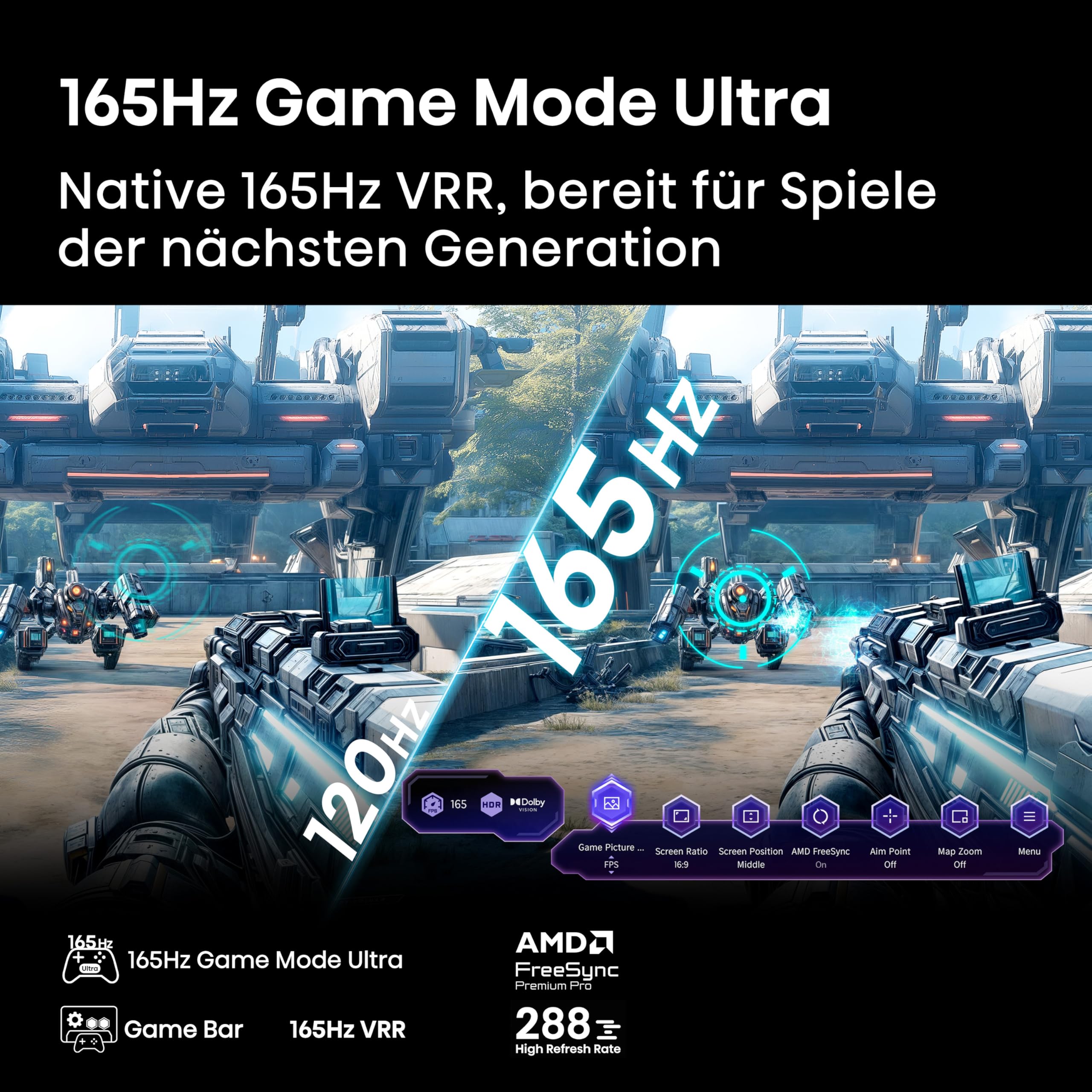 Hisense 100U7Q Fernseher 100 Zoll, 4K Mini LED ULED, Smart TV, Hi-View AI Engine Pro, 165Hz Game Mode Ultra, FreeSync Premium, Built in Subwoofer, Dolby Vision IQ Atmos, Airplay[2025] 6