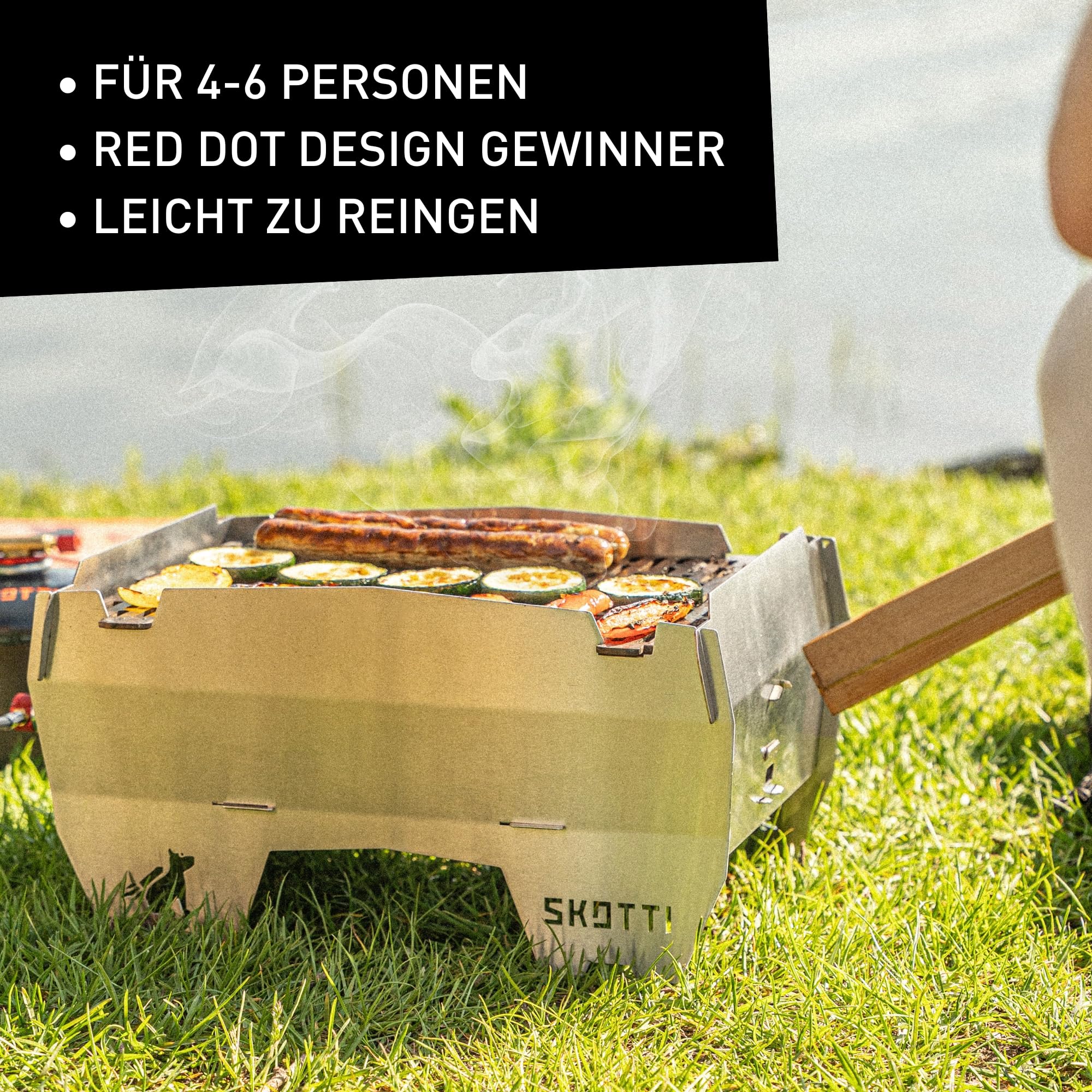 SKOTTI Grill Gas, Camping Grill Gas klein, Ideal für Camping, Festival oder Balkon, Gasgrill für Gaskartuschen, Kleiner faltbarer Campinggrill, Steckbarer Campingkocher für Grillen und Kochen 5