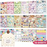 Ospelelf Planner Stickers, 18 Sheets Monthly Calendar Sticker Pack, Inspirational Motivational Quotes Festivals Label Sticker, for Decorating Organizers Scrapbooks Laptops Cups