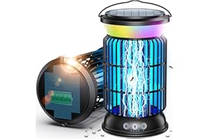 ECSTROM Solar Bug Zapper Outdoor, 4200V Effective Mosquito Zapper, 4-in-1 Cordless Rechargeable Fly Zapper with 6000mAh Battery, Waterproof & Portable Insect Zapper for Patio, Camping, Home Black