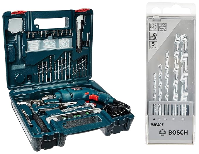 Bosch GSB 500W 10 RE Professional Tool Kit, MS and Plastic (Blue, Pack of 100) & GSB 550 Mechanic Kit Professional Combo
