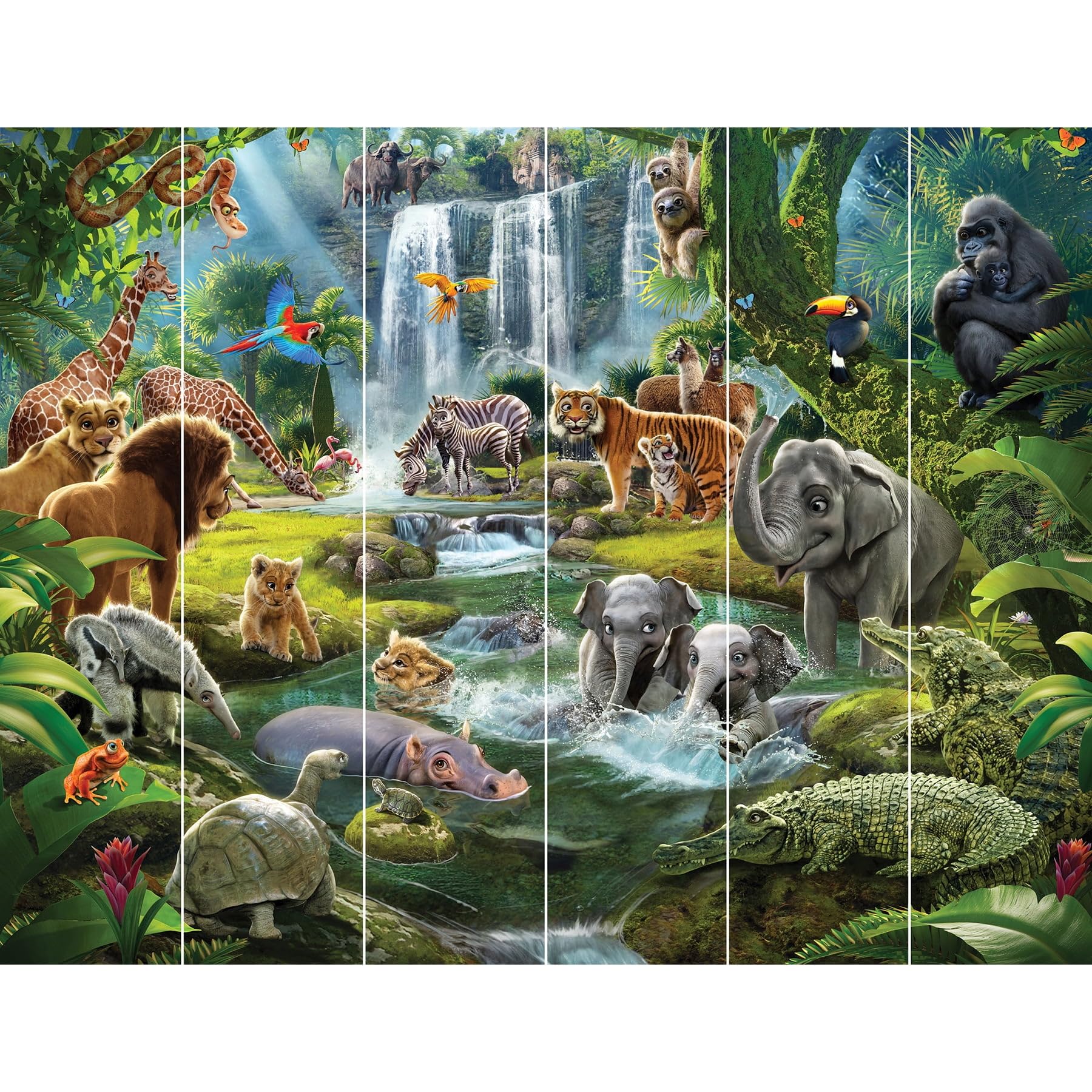 Walltastic Jungle Adventure Wallpaper Mural, Childrens Bedroom, Playroom, 8 feet High x 10 feet Wide, 1 Size