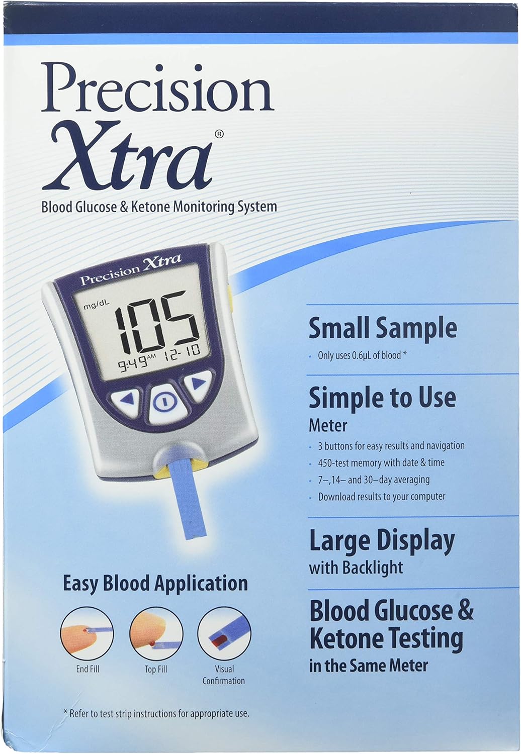 DSS Precision Xtra Blood Glucose Meter Kit, Results in 5 seconds, Strips Not Included (1 Kit): Health & Personal Care