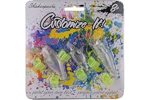 Shakespeare Customize-It Bait Kit, Paint-Your-Own Fishing Lures for Kids, Clear Construction for Easy Customization, 3 Fish-Catching Shapes, Easy and Safe for Beginners