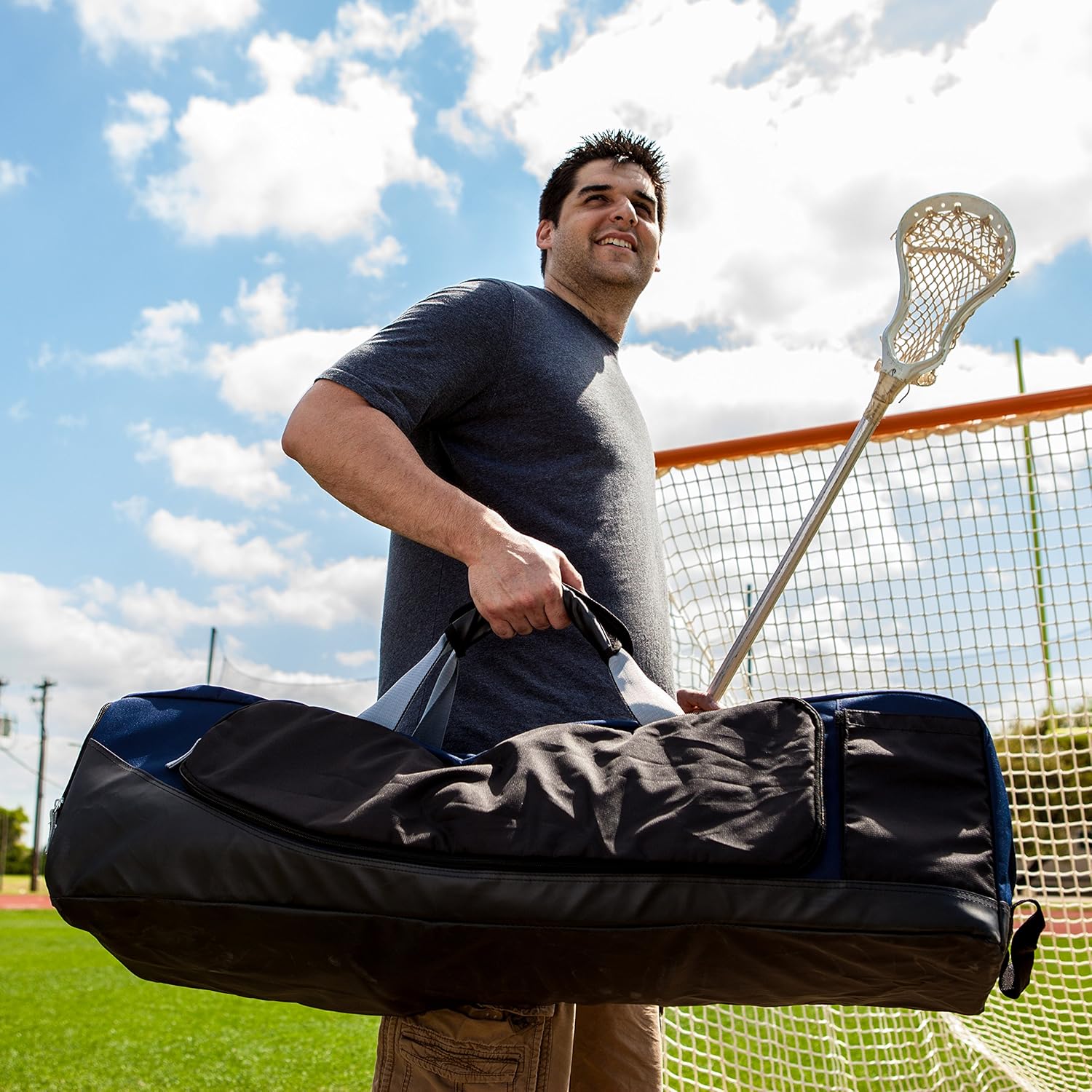 Champion Sports Lacrosse Equipment Bag: Duffel Sports Bag for Mens & Womens, Girls & Boys Gear - Black : Sports & Outdoors