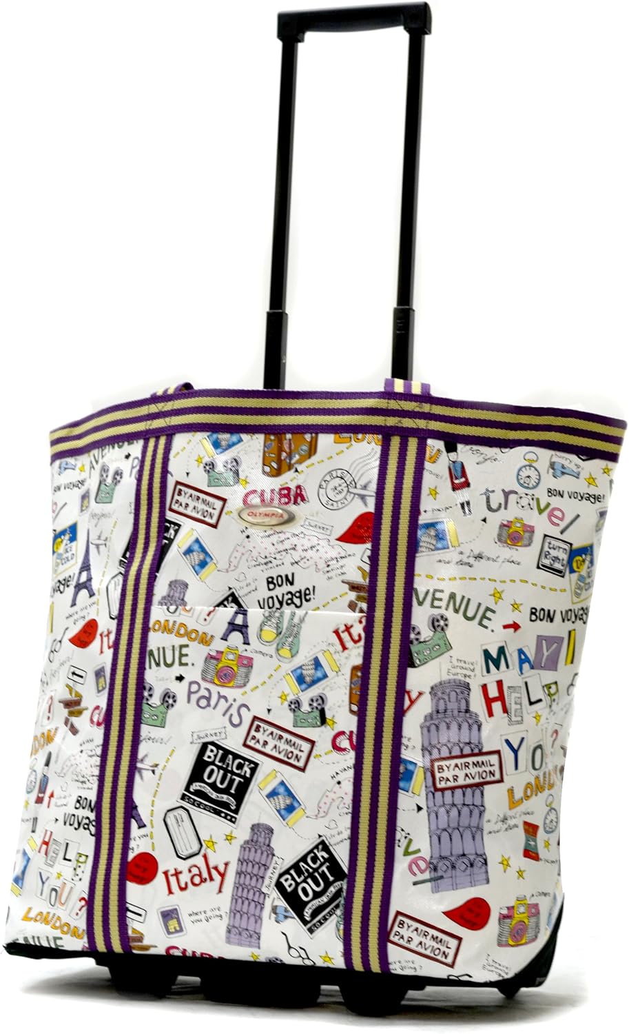 Olympia Luggage Cosmopolitan Rolling Shopper Tote, City, One Size
