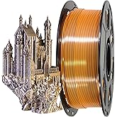 MIKA3D Dual Color 3D Silk Black Orange PLA Coextrusion 3D Printer Filament, 1.75mm 2 Colors in 1 Printing Multi Colored Silk PLA, Widely Fit for 3D Printer, 2.2lbs/1kg Bicolor 2 Colors in 1 Silk PLA
