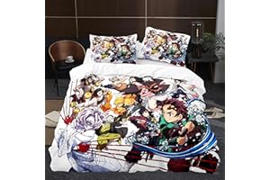 Hveeul Anime 3D Demon Slayer: Duvet Cover 3 Piece Bedding Set,Teen Comforter Cover Set Super Soft Duvet Cover with Pillowcase(Style 3 Full: 78"x90"
