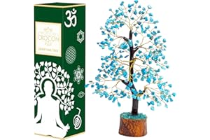 Crocon Turquoise Gemstone Tree Feng Shui Figurine Money Bonsai Good Luck Chakra Balancing Reiki Healing Crystals Decoration O