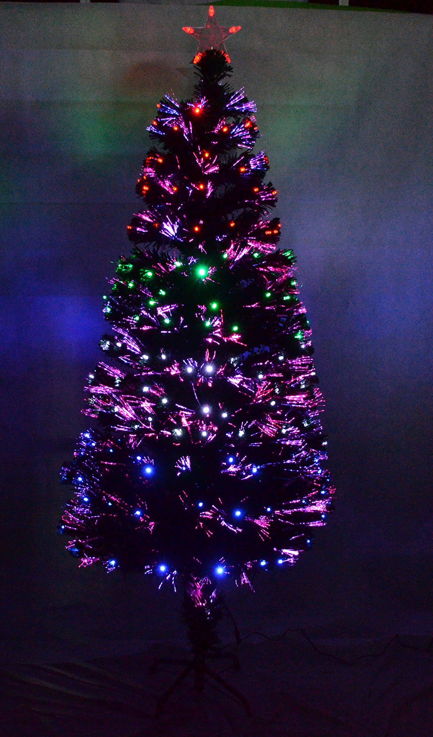 6ft 180cm Green Luxury Pre Lit Multi LED Fibre Optic Christmas Tree Xmas Lights