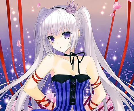 Athah Designs Anime Original Long Hair Crown Purple Eyes Ribbon