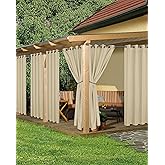 HolidayIdeas Outdoor Curtains for Patio Waterproof, 6 Panels - 54x84 Inches - Weatherproof Privacy Outsides Curtains for Cabana Porch Pergola, Sunlight & UV Blocking (Cream, Grommet Top)
