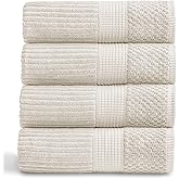 Springtree Home 100% Cotton Bath Towel Set of 4 | Super Soft & Absorbent with Quick-Dry Fibers | 4 Bath Towels |Textured and Durable Cotton | Krista Collection (Beige)
