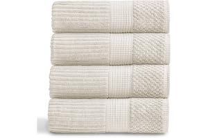 Springtree Home 100% Cotton Bath Towel Set of 4 | Super Soft & Absorbent with Quick-Dry Fibers | 4 Bath Towels |Textured and Durable Cotton | Krista Collection (Beige)