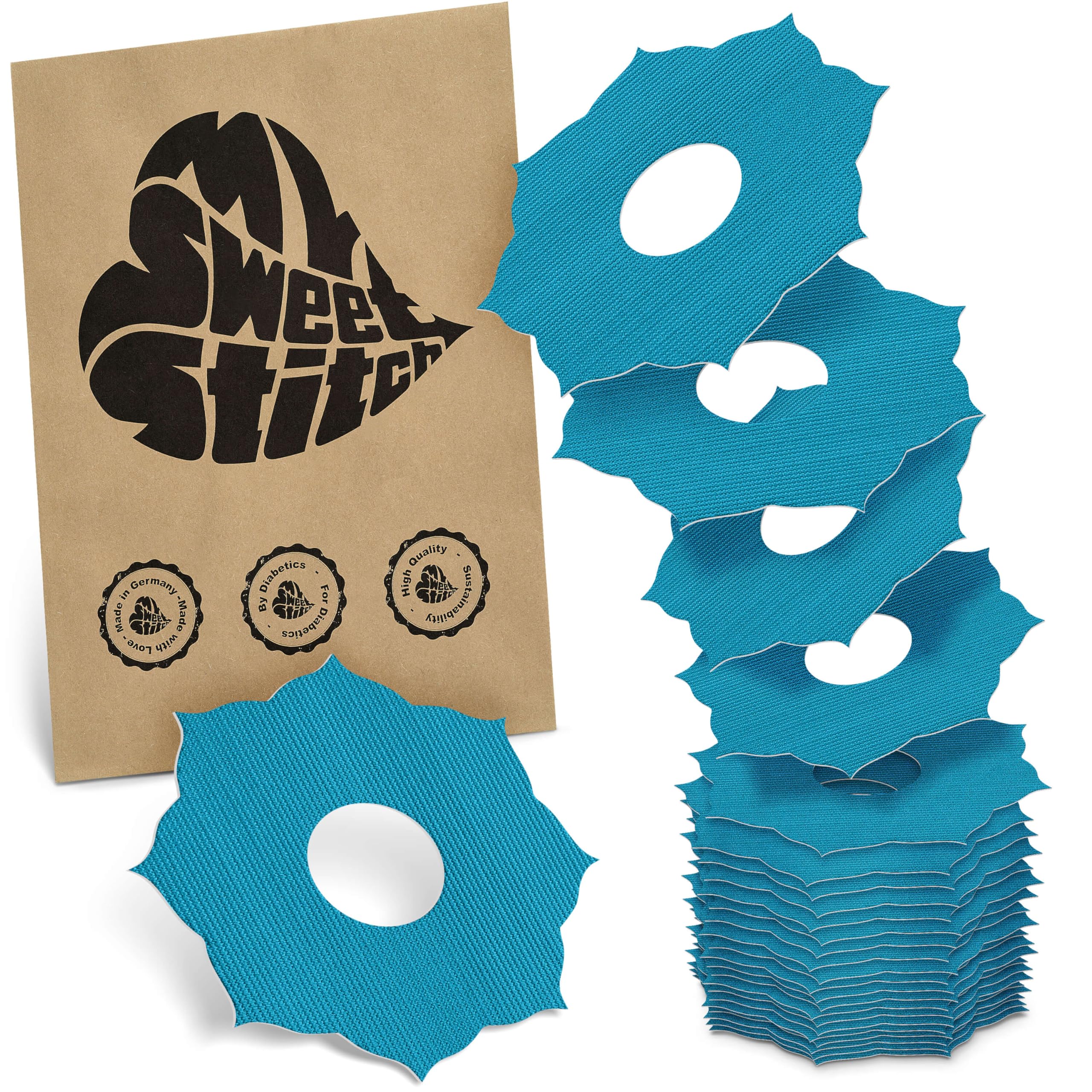 MySweetStitch - 25 x Freestyle Libre 3 Patches Mandala, Overpatch Ø 65mm, Waterproof, Breathable, Skin-Friendly, Made in Germany, Petrol