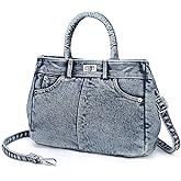 Dasein Trendy Denim Crossbody Bag Lightweight Satchel Shoulder Purse Handbag for Women w/Turn-Lock/Long Strap/Top Handle