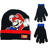 Nintendo Super Mario Boys Winter Hat and Gloves Cold Weather Set, Age 4-7