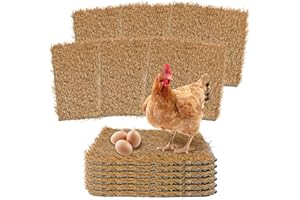 6 Pack Washable Chicken Nesting Pads, 12 x 12 Artificial Grass Nesting Box Pads for Chicken Bedding Laying Eggs, Turf Reusabl