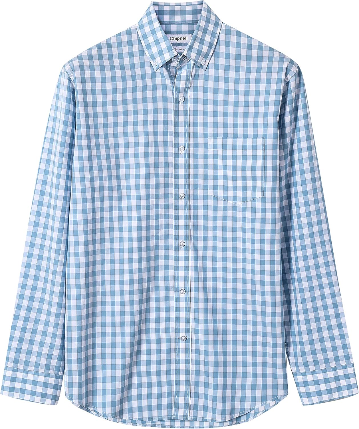 CHIPHELL Men's Regular-Fit Long-Sleeve Plaid Casual Button-Down Poplin Shirt at  Men’s Clothing store