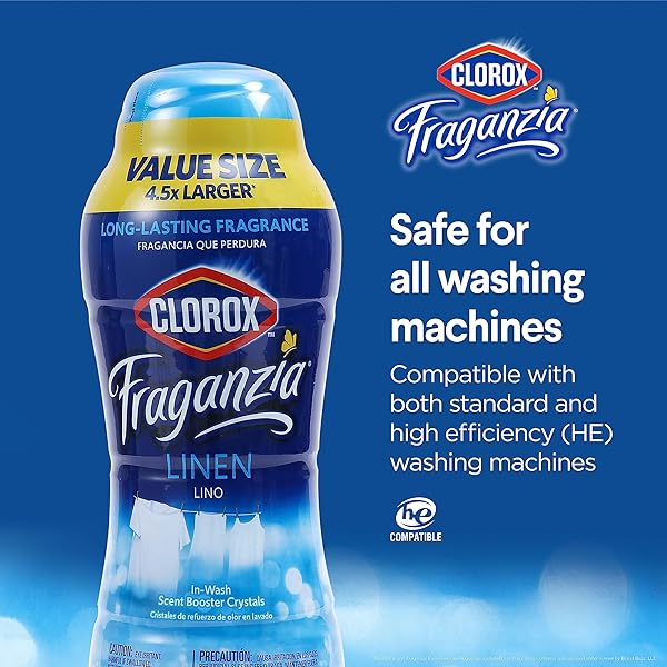 CLOROX FRAGANZIA LAUNDRY SCENT BOOSTER CRYSTALS IN LINEN SCENT – VALUE SIZE SCENTED IN-WASH FRESHENER BEADS FOR FRESH, CLEAN, GREAT SMELLING CLOTHES AND LINENS, 70 OUNCE