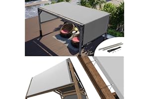ColourTree 8' x 16' Pergola Shade Cover, 90% UV Block Sun Shade Cloth with Weighted Rods, Outdoor Replacement Canopy, Grey (W