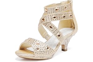 Dufannie Toddler Little Big Kid High Heels Flower Girls Party Dress Shoes Glitter Pump Sandals