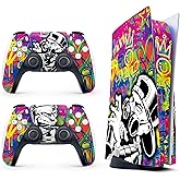 Skin Sticker for Game Console 5 Cover - Graffiti Hippie, Compatible with Both Disc Edition & Digital Edition (not Slim Ver) - 2 Controller Skins & Console Skin - No Bubble, Full Protection, Removable