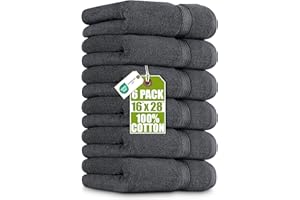 Utopia Towels 6 Pack Premium Hand Towels Set, 16 by 28 inches, 100% Ring Spun Cotton, Ultra Soft and Highly Absorbent 600GSM Towels for Bathroom, Gym, Shower, Hotel, and Spa, Grey