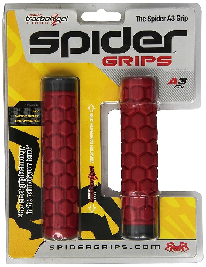 Spider Grips A3R Red A3 Grips for ATV, Watercraft and Snowmobiles