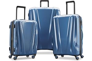 Samsonite SWERV DLX Spinner 3 Piece Carry-On, Medium, and Large Suitcase Hard-Shell Luggage Set with Side Carry and Telescopic Handle, Lagoon Blue