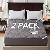 BEDLORE 2 Pack Waterproof Mattress Protector, Twin XL Size Mattress Pad with Deep Pocket 6"-15" Depth, Soft Breathable Bed Mattress Cover for Bedroom, College Dorm (Gray)