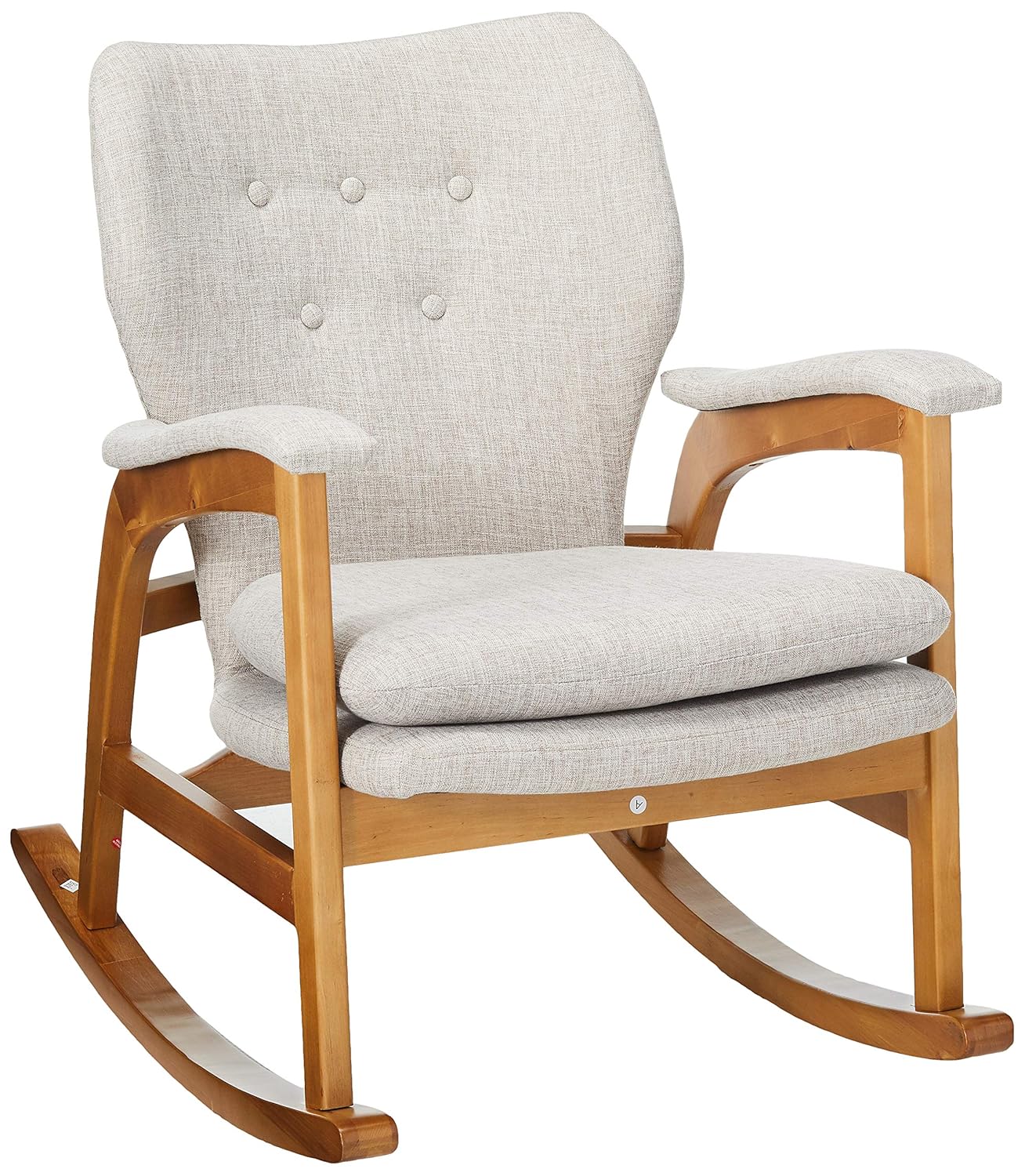 Christopher Knight Home 301992 Bethany Mid Century Fabric Rocking Chair Wheat Light Walnut