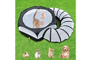 HYDREAM Small Animal Playpen Guinea Pig Cage Rabbit Pet with Tunnel Breathable&Transparent Pop Open Indoor Outdoor Exercise Portable Yard Fence with Top Cover for Cats,Bunny,Hamster,Hedgehog Pet,Chinchillas