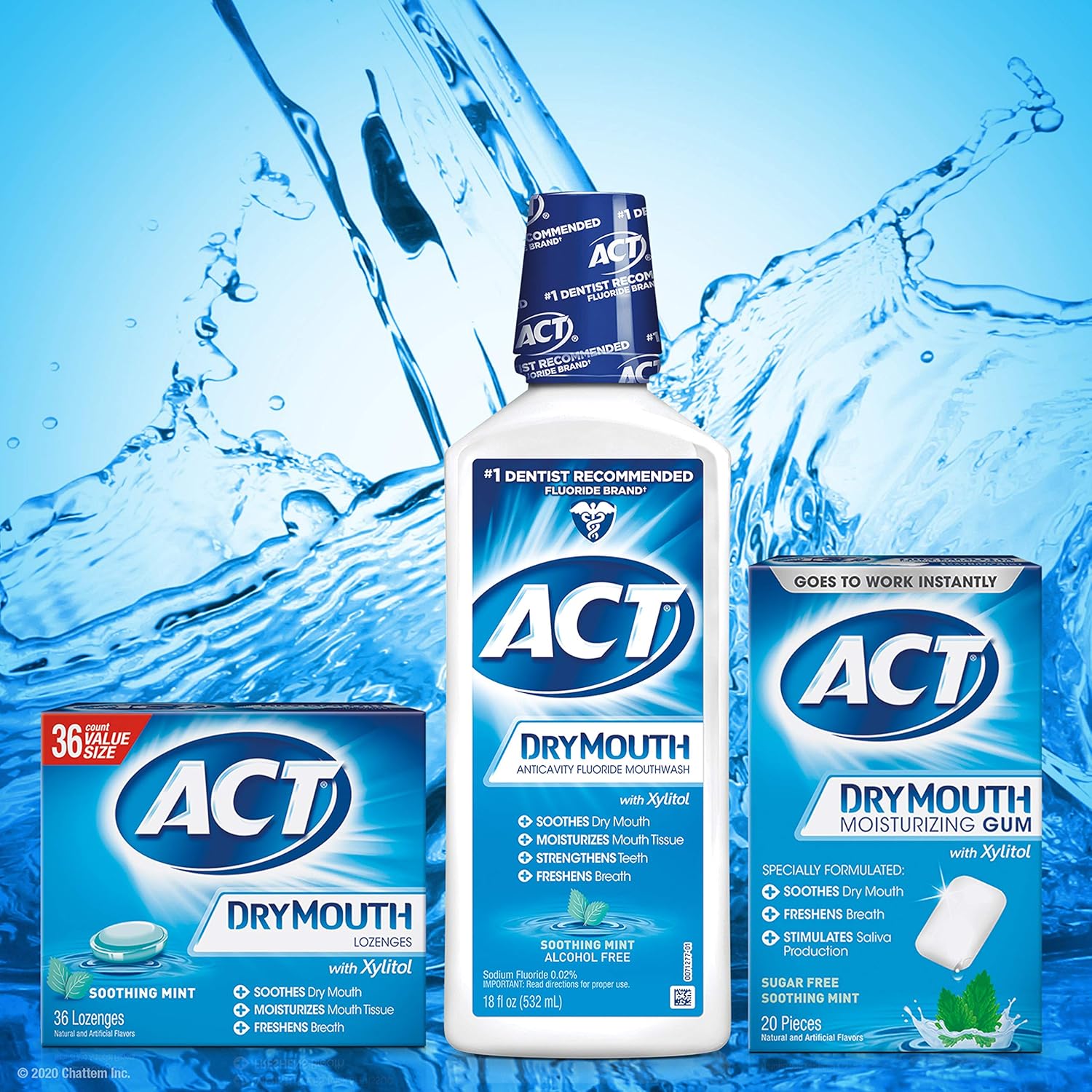 ACT Dry Mouth Lozenges With Xylitol, Soothing Mint, 36 Count: Health & Personal Care