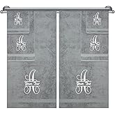 Monogrammed Towel Set, Hotel & Spa Quality, Super Soft, Highly Absorbent, Bathroom Sets, 100% Cotton Personalized 6 Piece Towel Set, Includes 2 Bath Towels, 2 Hand Towels, 2 Washcloths, Grey