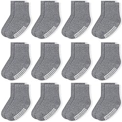 JAKIDAR 12 Pairs Baby Socks Cotton Crew Toddler