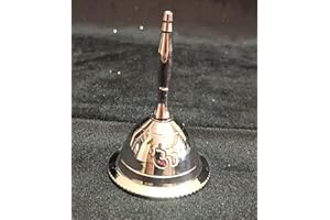 Indian Consigners OM Hand Bell Silver Aum Call Bells 3 Inches Nickle Altar Pendulam (OM)