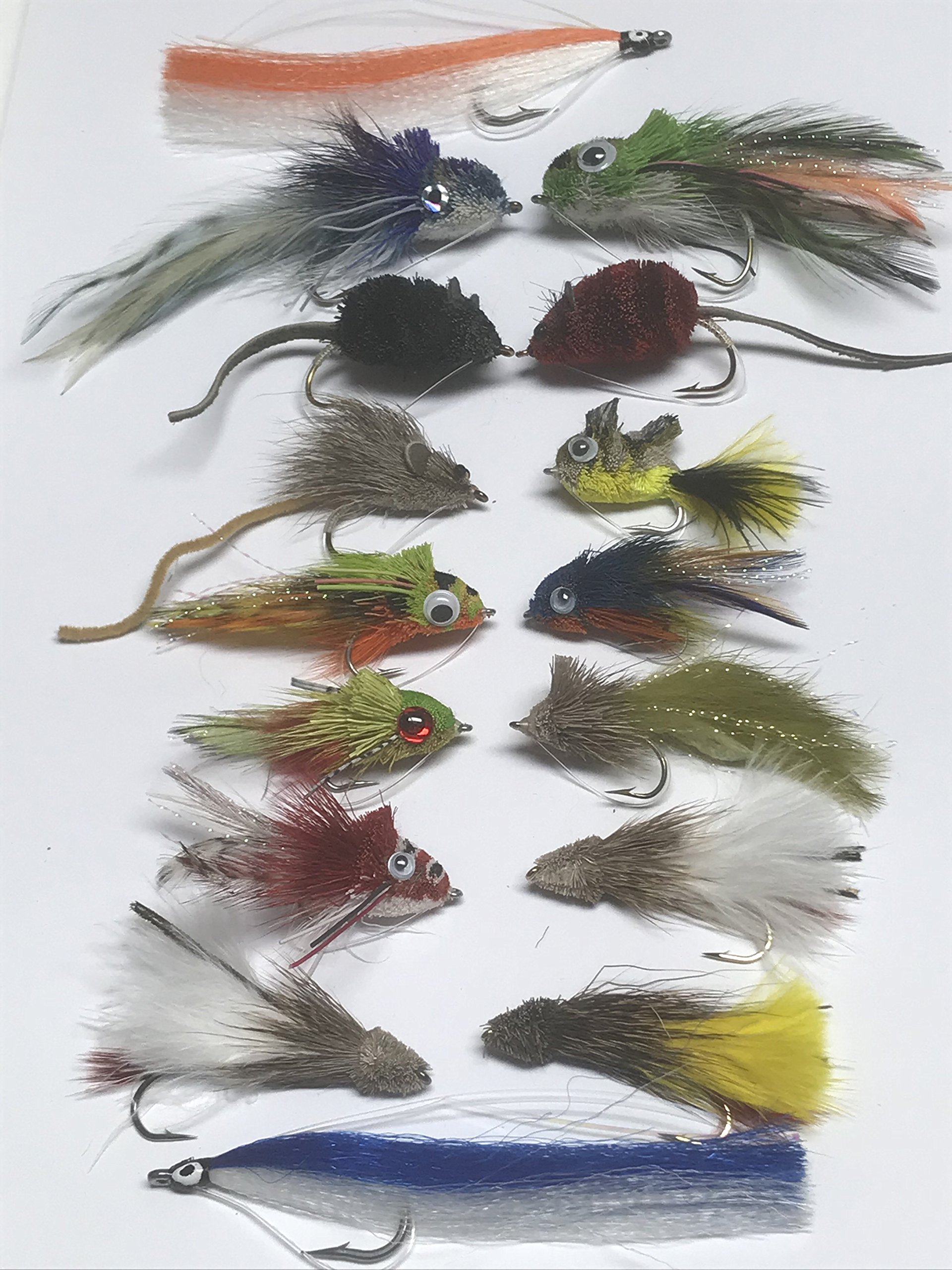 Pike and Bass Flies -Boxed - Set of sixteen + Fly Box Size 4 up to 3/0 with weed guards #PIK1