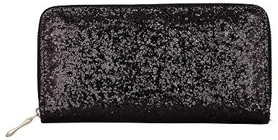 KRIO DESIGNS Womens Shiny Shimmer Black PU Purse/Clutch (BAG8_1)