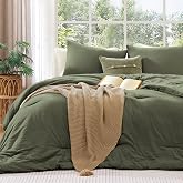 Super King Plus Comforter Set-3 Pieces Soft Comforter Size Bedding | All Seasons Prewashed Cozy Down Alternative Lightweight Comforter Sets with 2 Pillow Shams, Olive Green