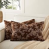 YZJZEDS 100% Cotton French Pastoral Throw Pillow Covers Set of 2, 12x20 Inch Background/Brown Farmhouse Decorative Cushion Covers for Sofa Bed Living Room Home Decor