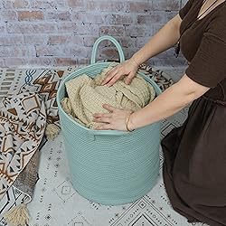 XUANGUO Cotton Rope Laundry Basket Hamper for