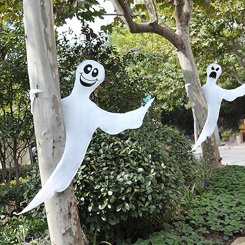 JOYIN 2 Pcs 53" Halloween Decoration Outdoor, Halloween Bendable Hanging Ghost for Lawn, Tree, Pilar Decorations, Tree Wrap Ghost Party Supplies
