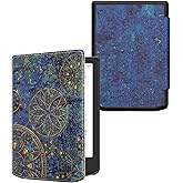kwmobile Case Compatible with Pocketbook Verse/Verse Lite/Pro/Color/Vivlio Light HD Case - eReader Cover - Golden Mandalas Yellow/Dark Blue