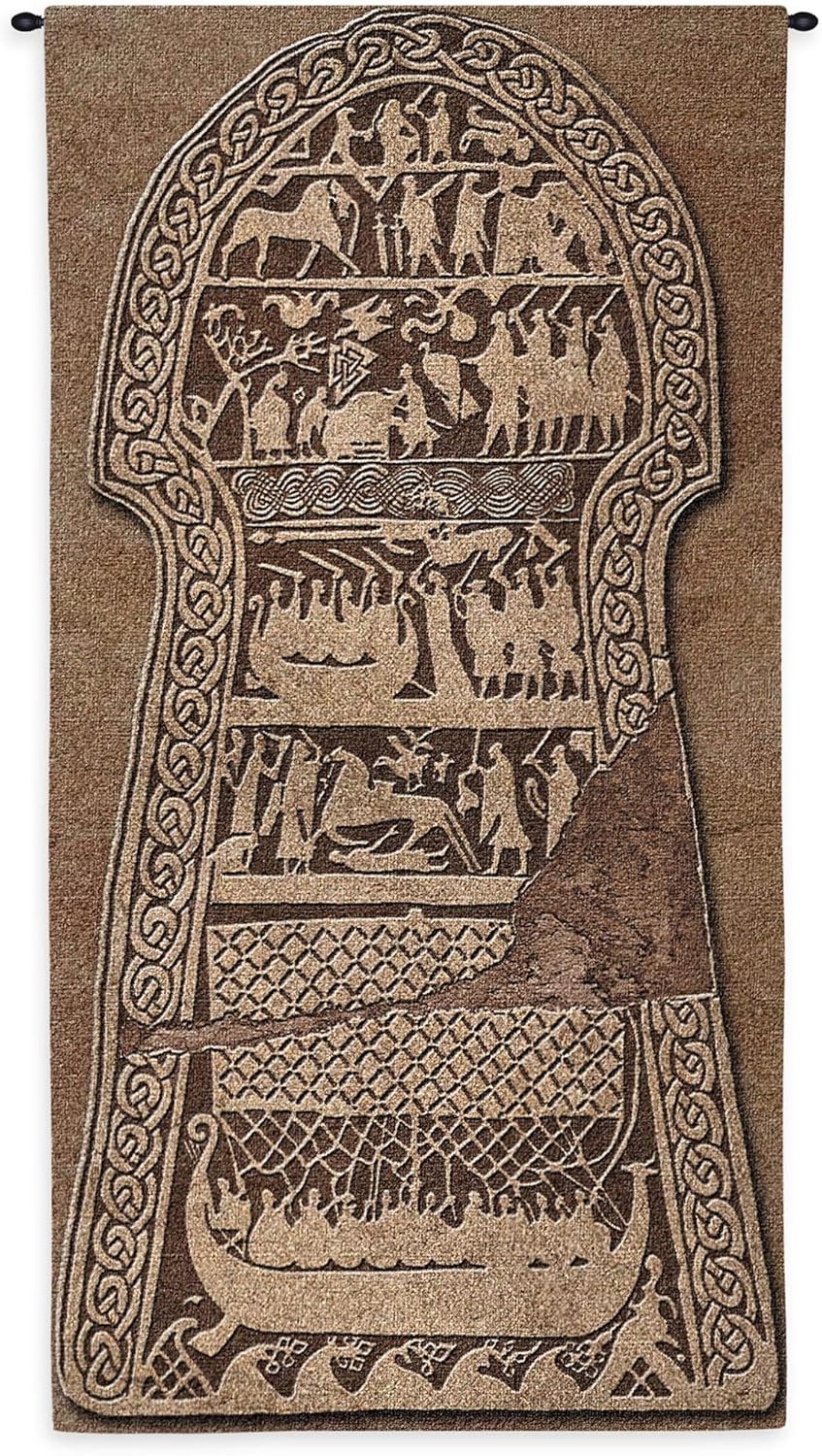 Stora Hammar Stone by Valknut | Woven Tapestry Wall Art Hanging | Viking Runestone Norse Mythology | 100% Cotton USA Size 50x26