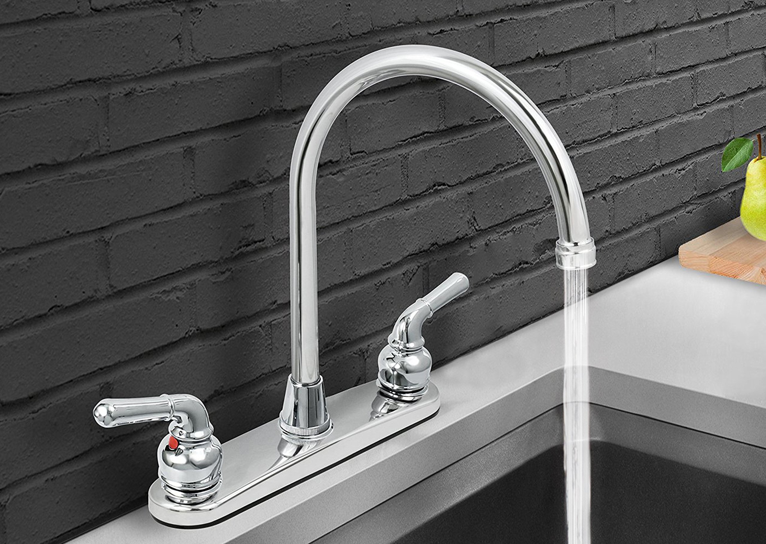 Everflow Kitchen Faucet without Spray, High Arc Swivel Spout Two Easy
