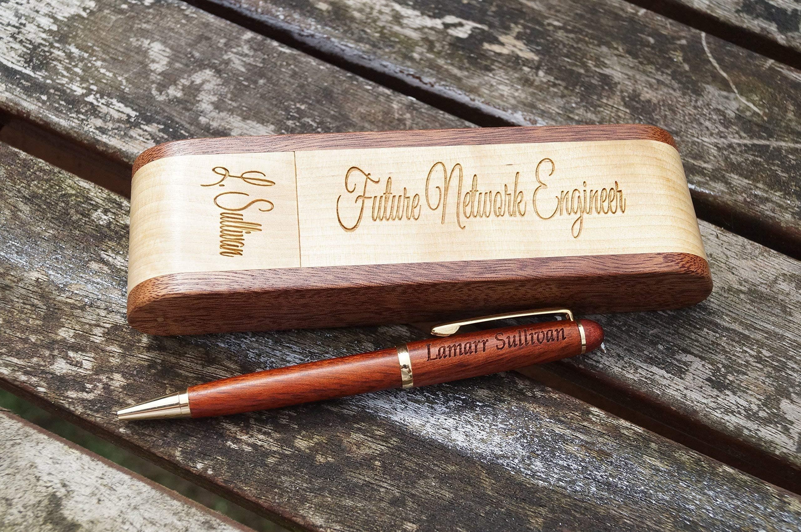 Folding pen case with pen,wooden pen box, pen case, folding wooden pen case, affordable personalised pen case, engraved pen case,gift box