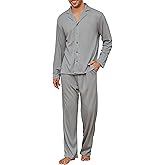 Andeip Men's Pajama Set Waffle Knit Lounge Pjs Set Long Sleeve Top and Pants Sleepwear 2 Piece Button Down Loungewear