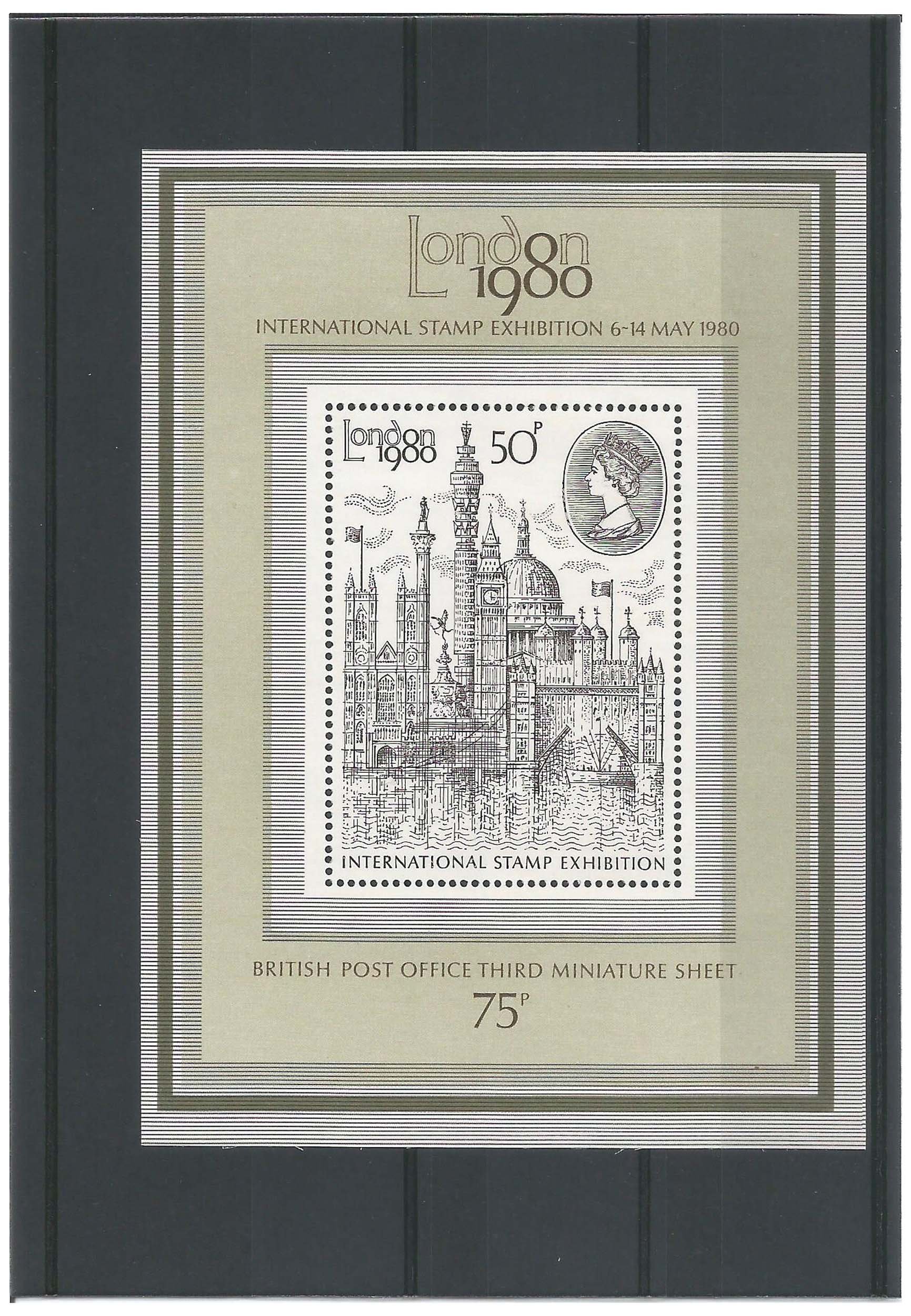 British Post Office third miniature stamp sheet - London 1980 International stamp exhibition SGMS1119 / 1980 / MNH / GB